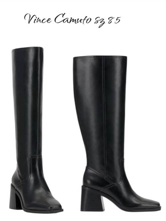Vince Camuto Shoes - Vince Camuto Sanea Black Leather Knee High Boots Wide Calf 8.5